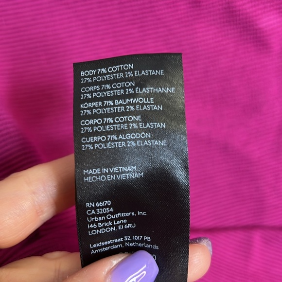 Anthropologie Maeve Magenta Ribbed Off The Shoulder Top- L - Picture 5 of 5